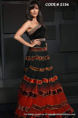 2134 Chitrangada's red-black ombre anarkali gown