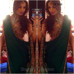 3146 Malaika Arora's Bejeweled Emerald Green Saree (Seema Khan Inspired)