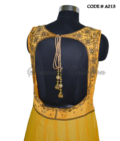 A013 Ombre amber anarkali gown