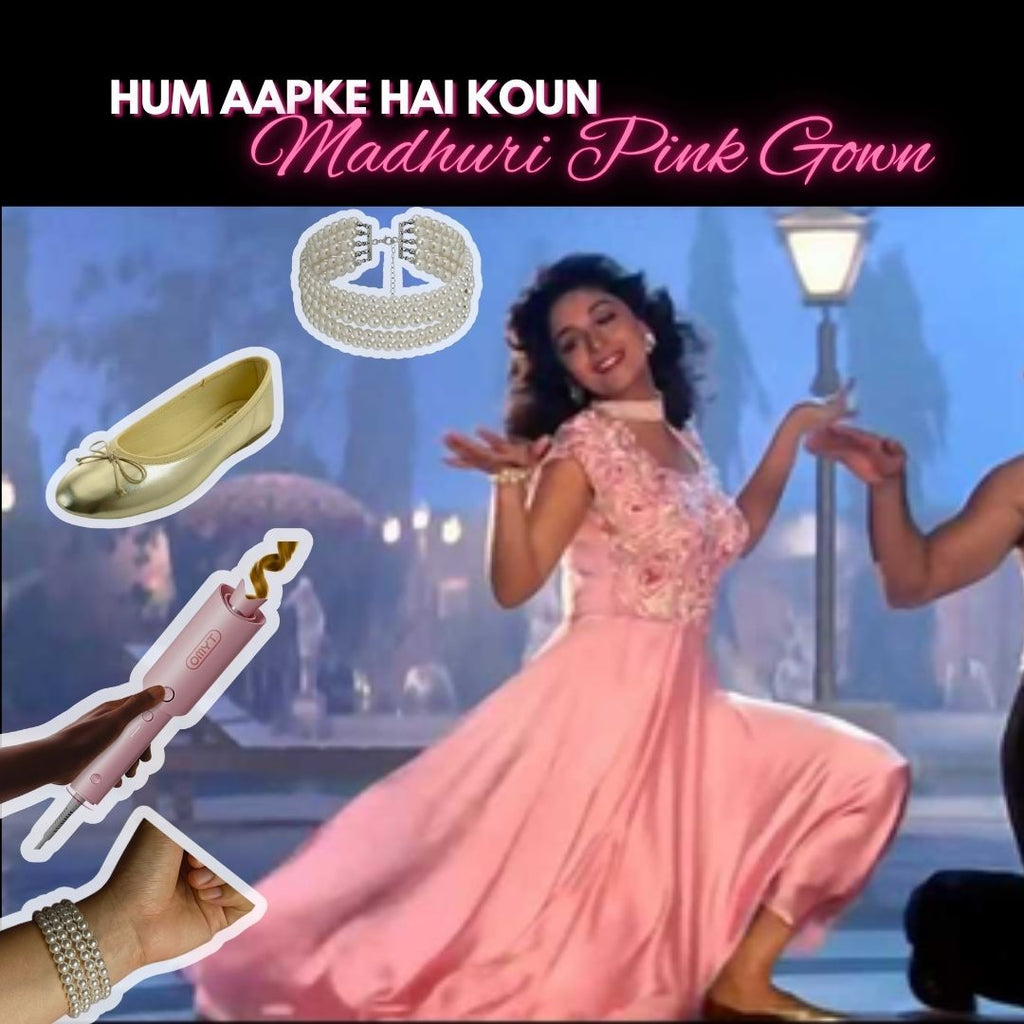 Recreating Madhuri Dixit’s Pink Gown from Hum Aapke Hain Koun | Pehla Pehla Pyar Hai Look Breakdown