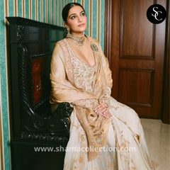 1235 Sonam Kapoor in Ivory and Golden Umbrella Dress at Anshula Kapoor's Wedding