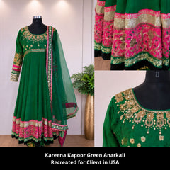 2021 Kareena Kapoor's green anarkali with palazzo Outfit Sets