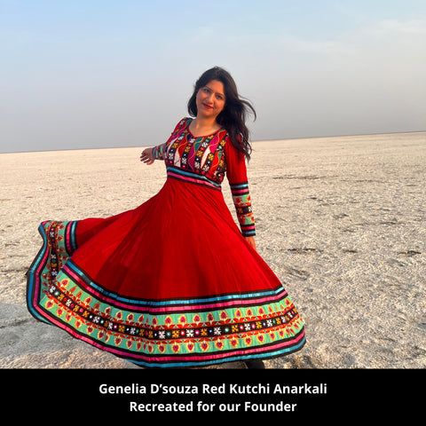 2172 Genelia D'souza's Kutchi anarkali Outfit Sets