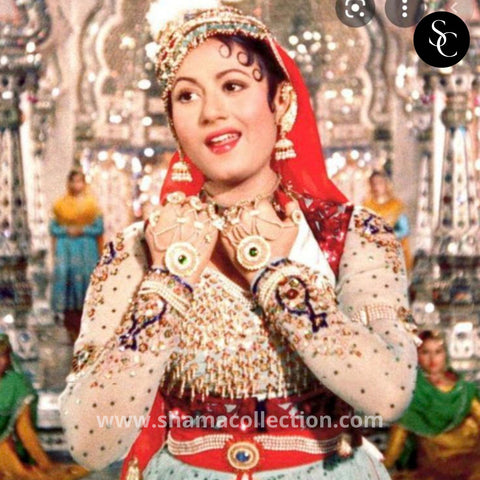 2448 Madhubala's Red Sea Green Anarkali in Pyar Kiya toh Darna Kya Song from Mughal-e-Azam Movie