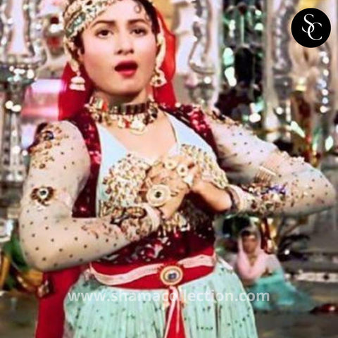 2448 Madhubala's Red Sea Green Anarkali in Pyar Kiya toh Darna Kya Song from Mughal-e-Azam Movie