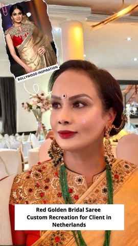 1120 Golden- red diamond studded bridal saree Outfit Sets