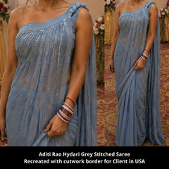 3046 Aditi Rao Hydari's grey sareesque outfit set