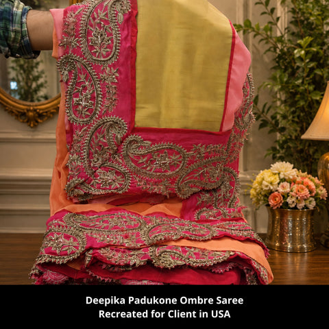 3064 Deepika Padukone's orange ombre saree outfit set