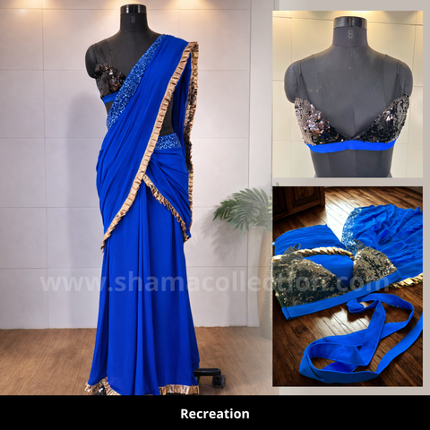 3072 Deepika Padukone's Badtameez Dil Song Yeh Jawaani Hai Deewani Movie Stitched Saree outfit set