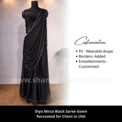 3098 Dia Mirza's black sareesque outfit set