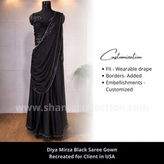 3098 Dia Mirza's black sareesque outfit set
