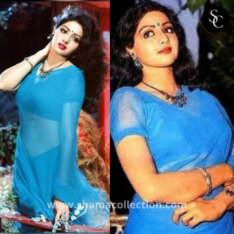 3267 Sridevi's Blue Saree in Kaate Nahi Kat Te Song from Mr. India