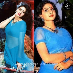 3267 Sridevi's Blue Saree in Kaate Nahi Kat Te Song from Mr. India