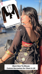 9009 Plain Black Blouse with Back Tie Bow outfit set