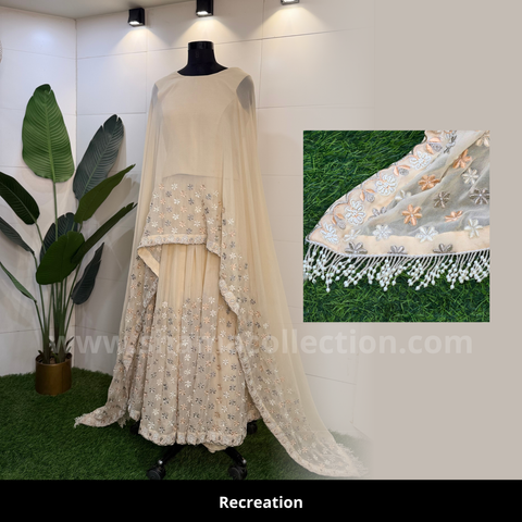 5113 Beige Palazzo With Drape Dupatta outfit set
