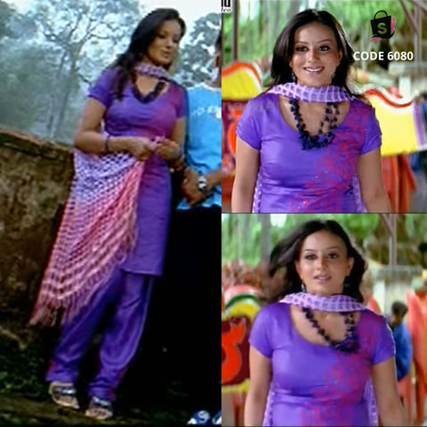 6080 Pooja Gandhi Purple and Pink Straight Fit Suit in Kunidu Kunidu Baare Song from Mungaru Male Movie