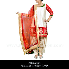 7011 Cream-orange patiala suit outfit set
