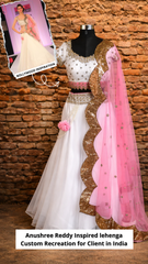 4097 White Pink lehenga outfit set