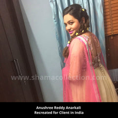 2174 Beige-pink anarkali Outfit Sets
