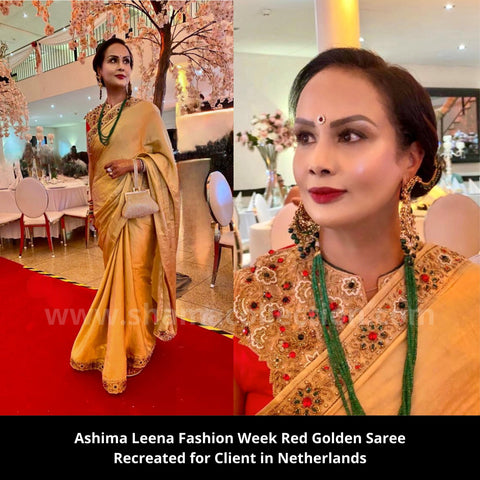 1120 Golden- red diamond studded bridal saree Outfit Sets