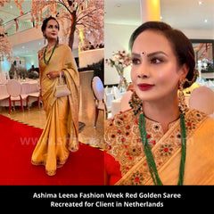 1120 Golden- red diamond studded bridal saree Outfit Sets