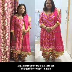 2203 Dia Mirza's pink bandhani anarkali-palazzo Outfit Sets