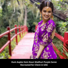 3081 Madhuri Dixit's Hum Aapke Hain Koun - Didi Tera Devar Deewana Purple saree outfit set