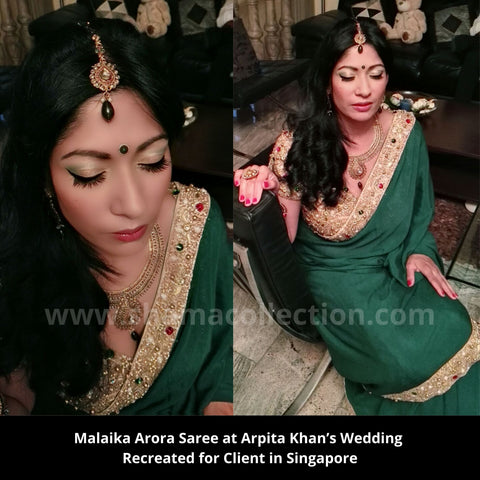 3146 Malaika Arora's Bejeweled Emerald Green Saree (Seema Khan Inspired) outfit set