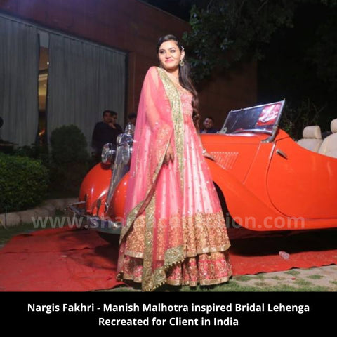 1002 Nargis Fakhri's pink anarkali lehenga Outfit Sets