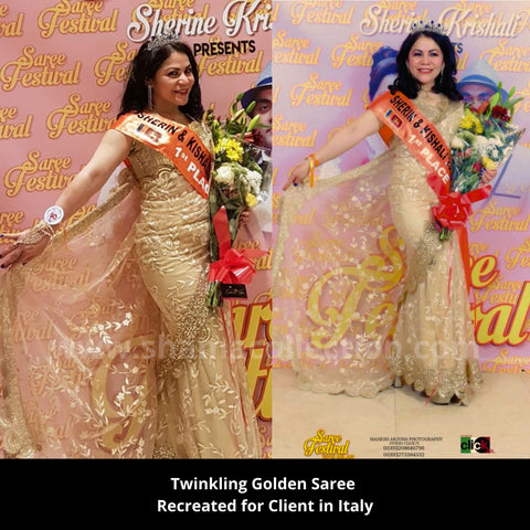 3134 Beige saree with twinkling border outfit set