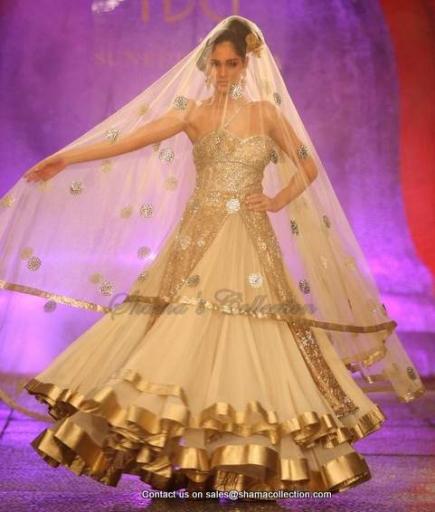 1007 Golden-cream bridal lacha