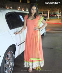 2097 Minisha Lamba's peach anarkali