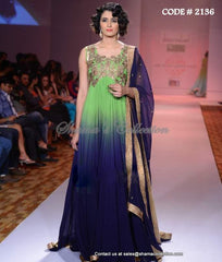 2136 Green-blue anarkali gown