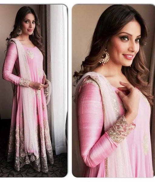 2331 Bipasha Basu's Pink Floor Length Anarkali