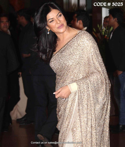 3025 Sushmita Sen's white sequin saree