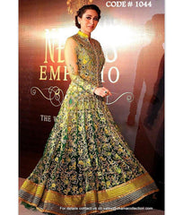 1044 Karisma Kapoor's green-yellow-blue anarkali lehenga