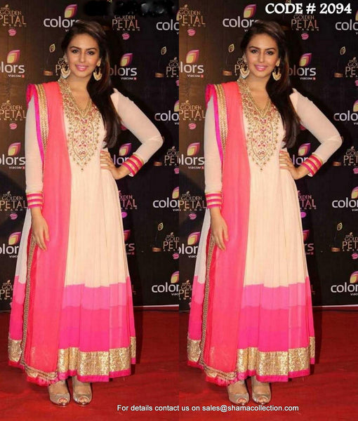 2094 Huma Qureshi's cream-pink anarkali