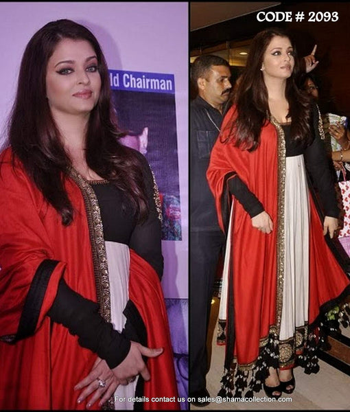 2093 Aishwarya Rai Bachchan's red-white-black anarkali