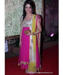 2068 Aamna Sharif's fuschia-yellow anarkali