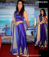 2074 Isha Kopikar's ultramarine blue anarkali