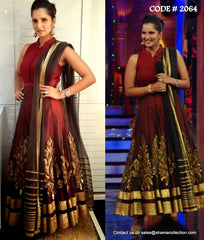 2064 Sania Mirza's maroon-black anarkali