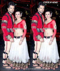 4048 Riddhi's red-white lehenga in Nach Baliye