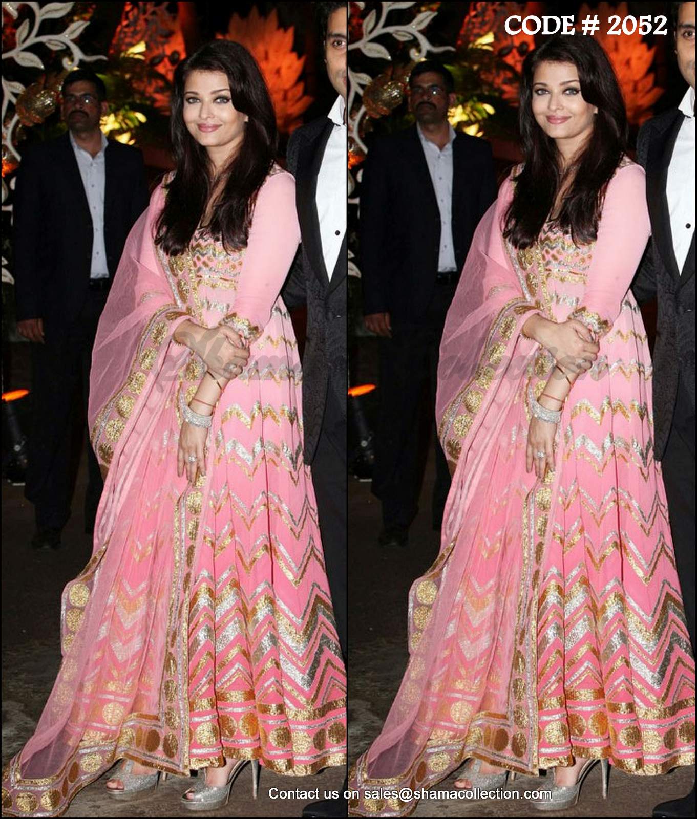 AISHWARYA RAI BACHCHAN PINK HEAVY EMBROIDERED LEHENGA SET