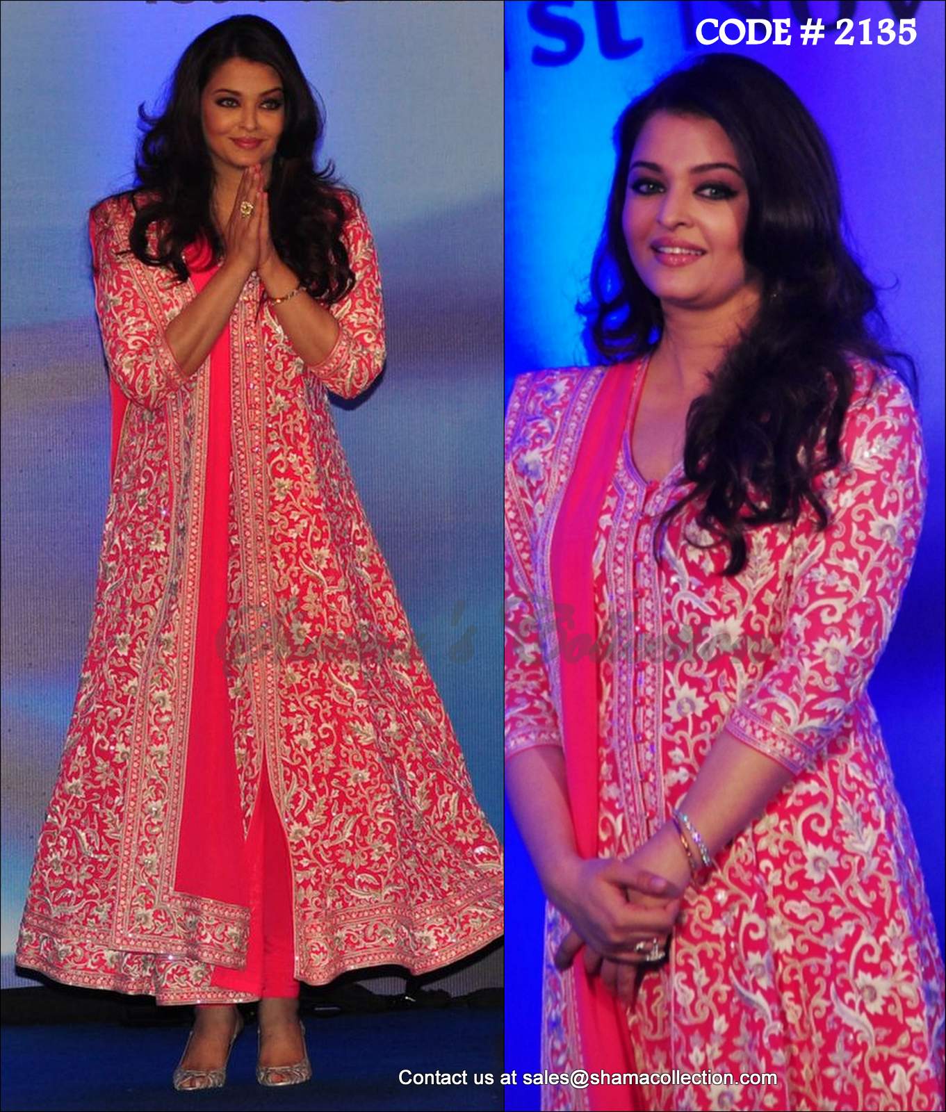 2135 Aishwarya Rai Bachchan's Pink A-Line Dress Outfit Sets 2135 Aishwarya Rai Bachchan's Pink A-Line Dress Outfit Sets