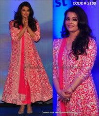 2135 Aishwarya Rai Bachchan's pink A-Line dress
