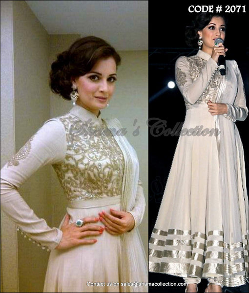 2071 Dia Mirza's ivory white anarkali