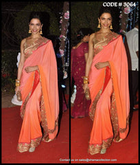 3064 Deepika Padukone's orange ombre saree