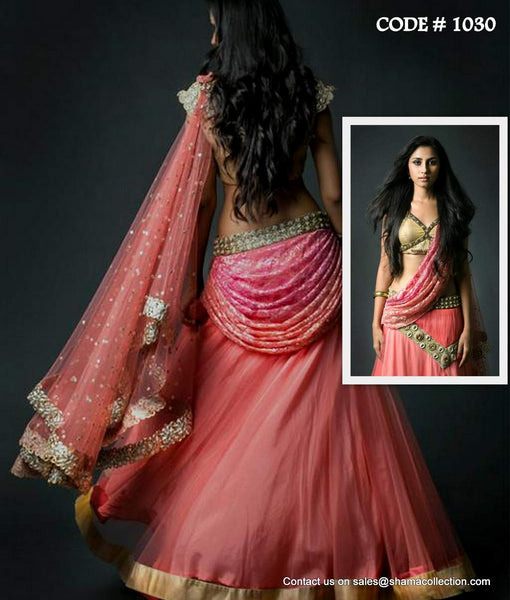 1030 Coral-pink lehenga