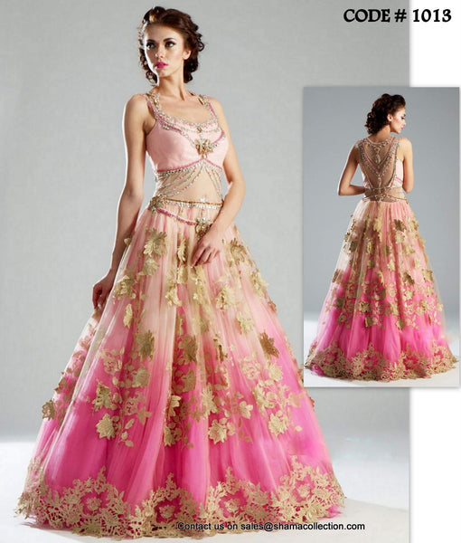 1013 Ombre pink bridal gown