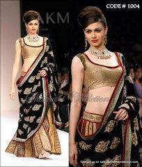 1004 Fishcut black-gold lehenga